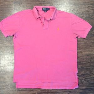 Ralph Lauren Polo Vintage Pink Pique Cotton with Orange Logo.   Size Large